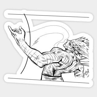 Dope muscle man manga silihouette illustration Sticker